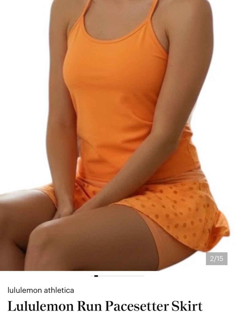 Lululemon “run pacesetter” two piece skort and tank orange athletic ser